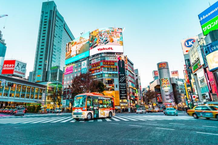 a truck on a city street