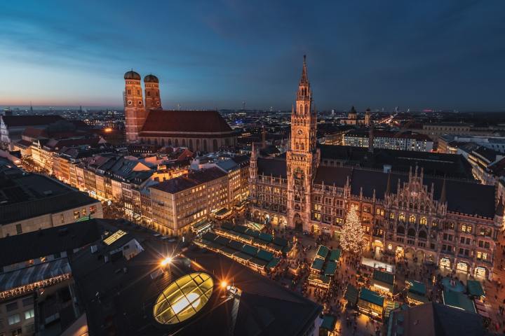 a view of a city at night