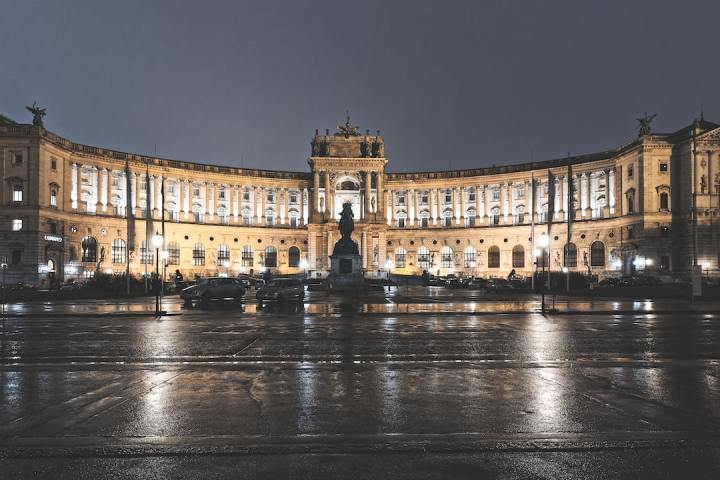 a castle with water in the background